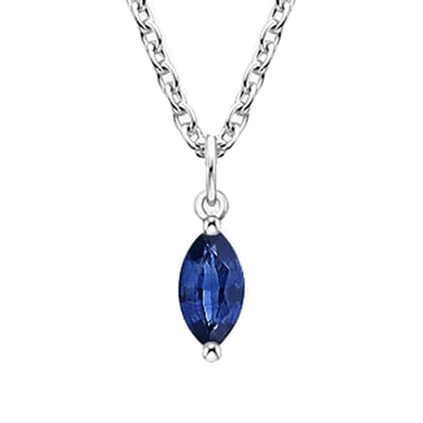 Marquise Blue Sapphire Pendant in Silver – 1.60ct