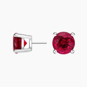 Round Ruby Earrings in 18K Yellow Gold – 1.10ct Total Weight